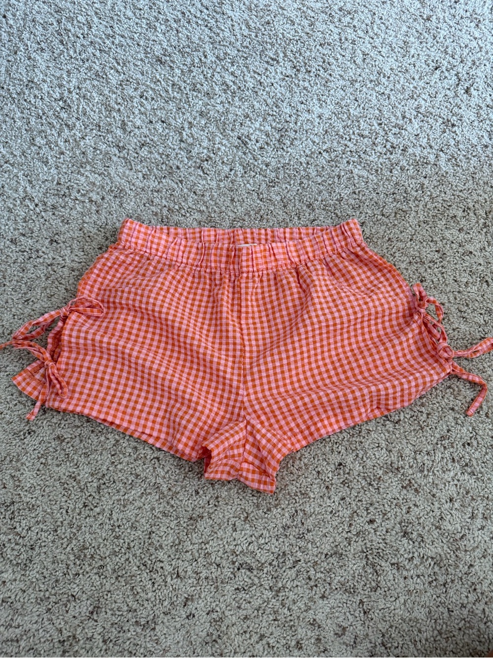 Altar'd State Pink Gingham Side-Tie Athletic Shorts